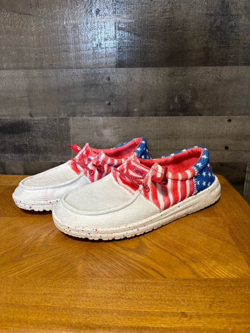 Hey Dude Women Wendy Sox Tri color Stars and Stripes Americana Sz 6